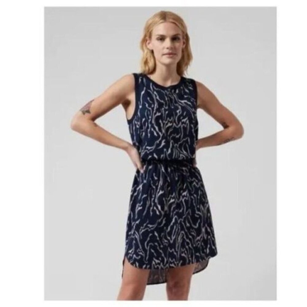Athleta Printed Rincon Sleeveless Dress Voyage Orchid Pink Blue Size M